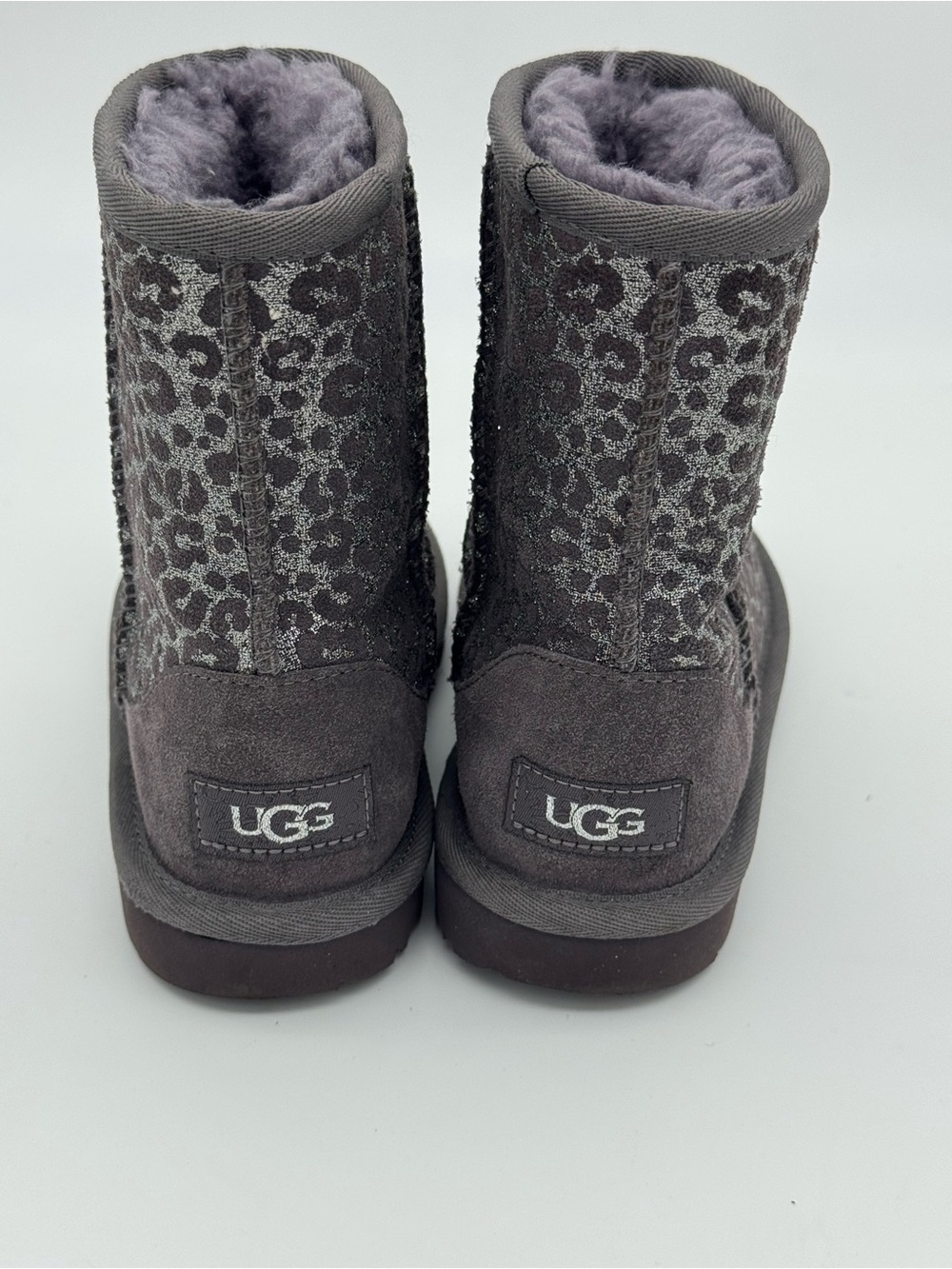 UGG Classic II Glitter Leopard winter boots girls size 13 leather shearling kids - Picture 11 of 11